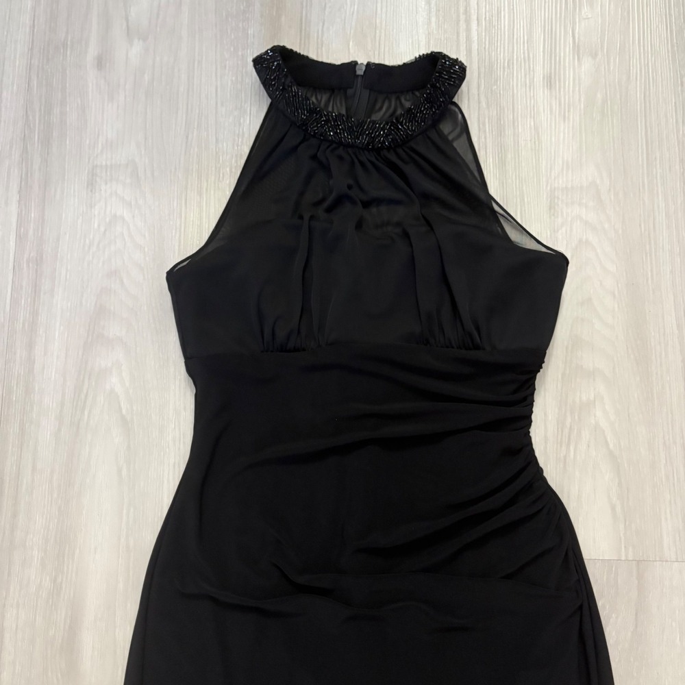 Lauren Ralph Lauren Women Dress Evening Black Beaded Halter Ruched Cocktail 6 - Picture 14 of 15